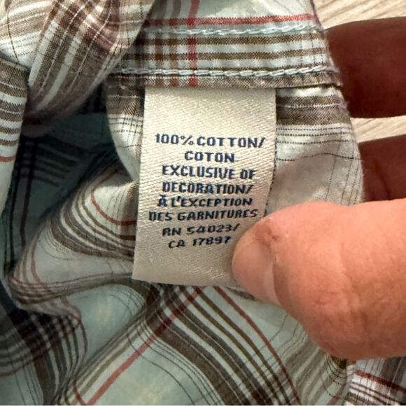 Old Navy Blue & Brown Plaid Long Sleeve Button Front Shirt Size Large - Picture 7 of 8